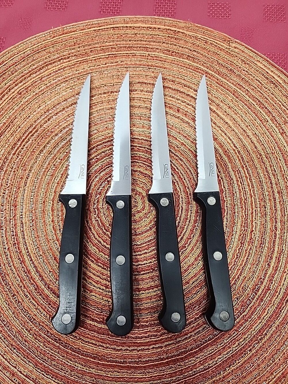 Vintage Ginsu Steak Knives Set Of 4 Serated Always Sharp As Seen On TV